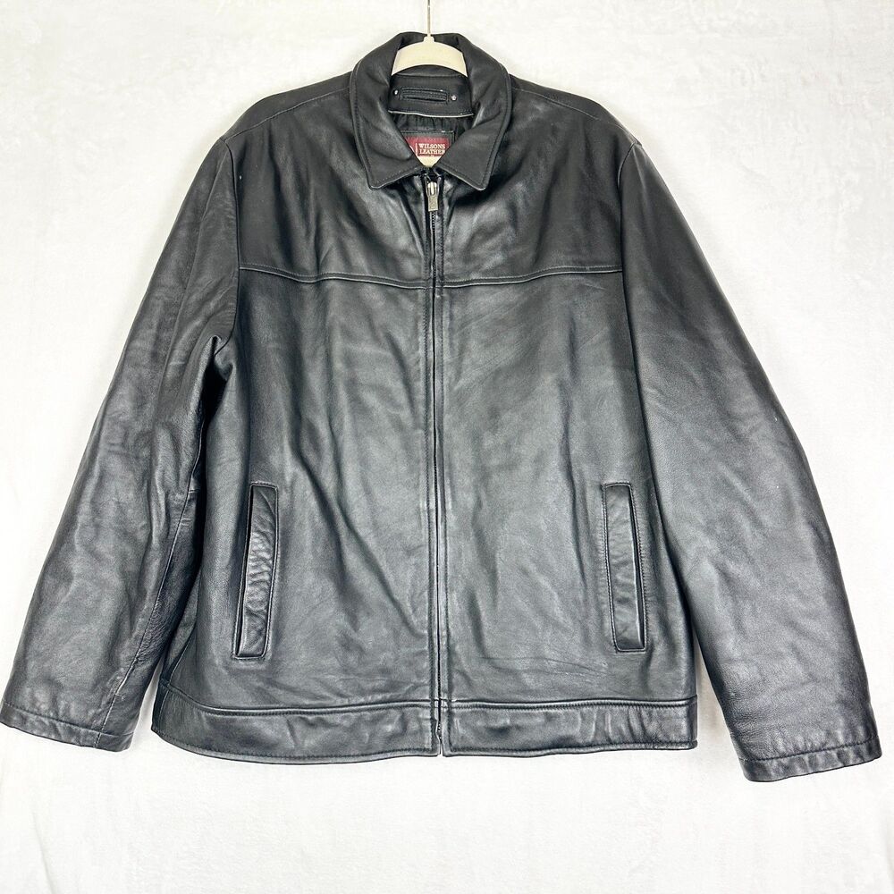 Wilsons Leather Insulated Jacket Men's Size Large Black Full Zip Quilt Lined
